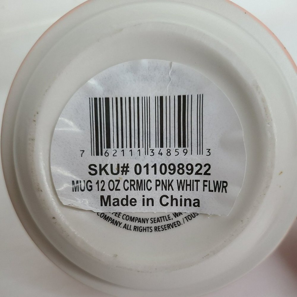 Starbucks Ceramic Mug 2019 White Flower Pink Peach 12 oz Stackable - Picture 6 of 6